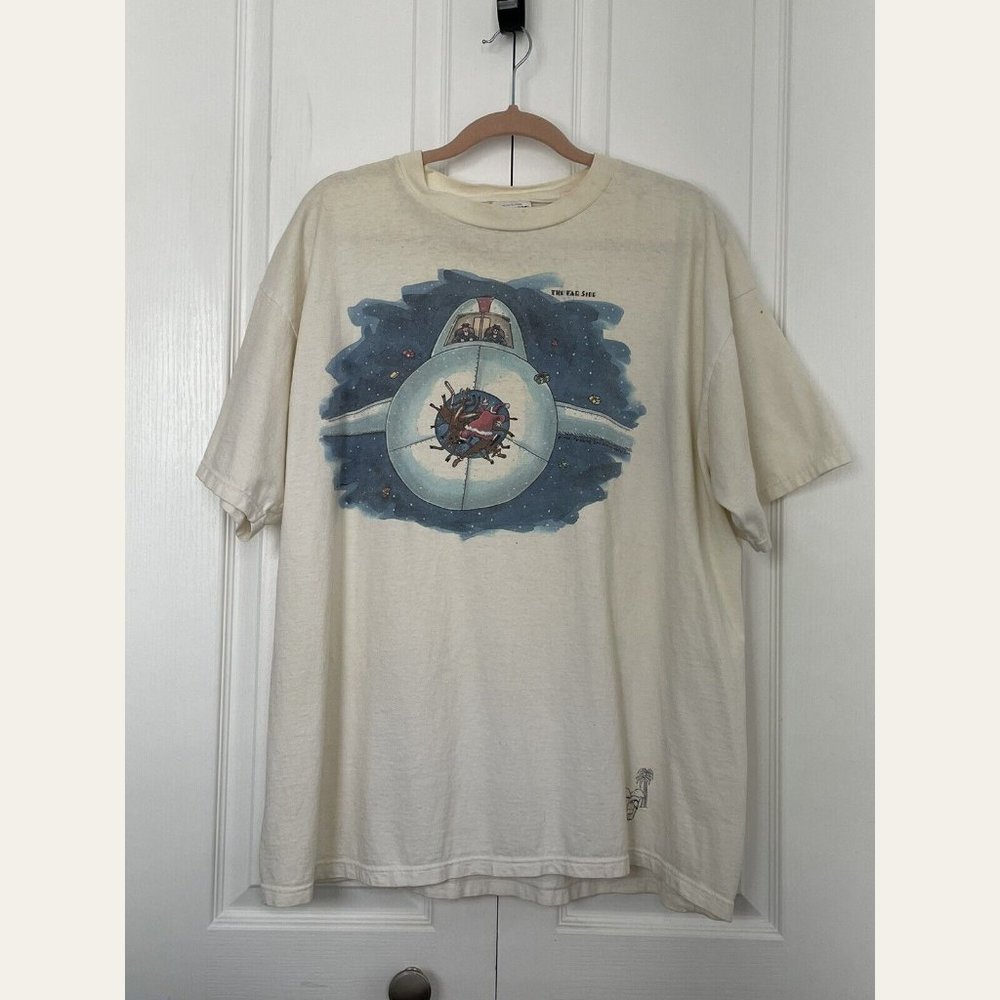 Vintage 1989 Farworks The Far Side Santa vs Airplane Christmas T-Shirt XXL T1